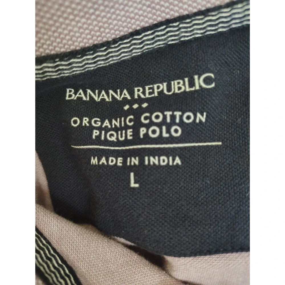 Banana Republic Mens Organic Cotton Pique Polo Shirt Mauve Purple Elephant Logo